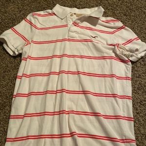 hollister white striped polo